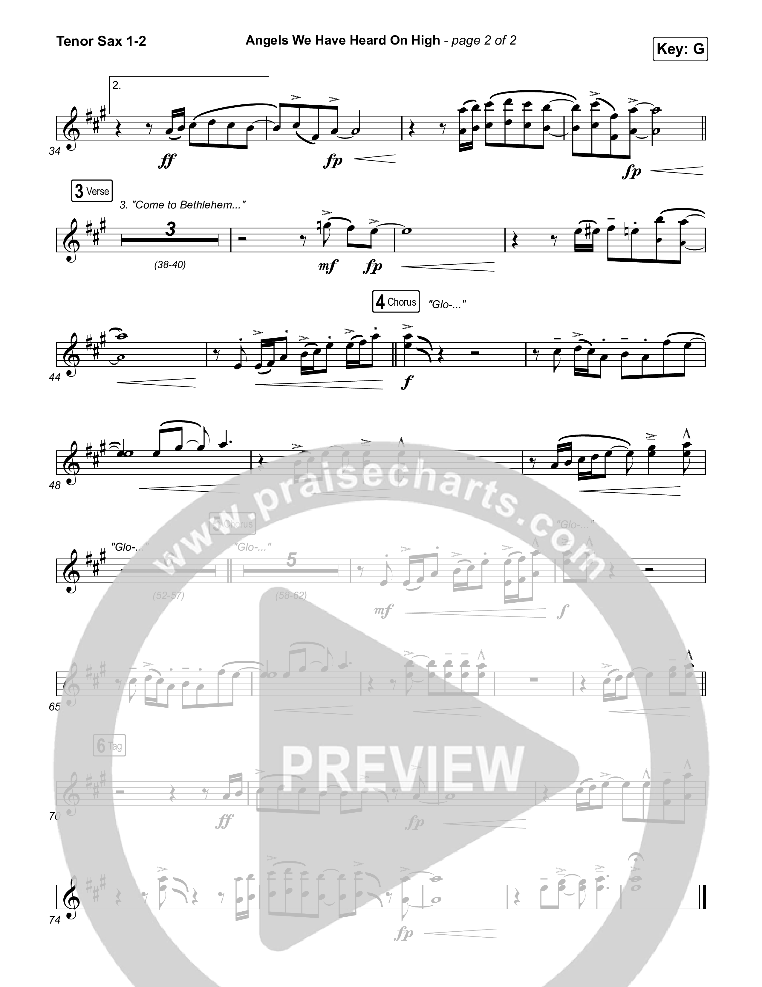 Angels We Have Heard On High Tenor Sax 1/2 (Chris Tomlin)