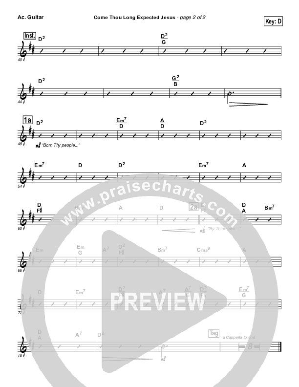 Come Thou Long Expected Jesus Acoustic Guitar (Chris Tomlin)