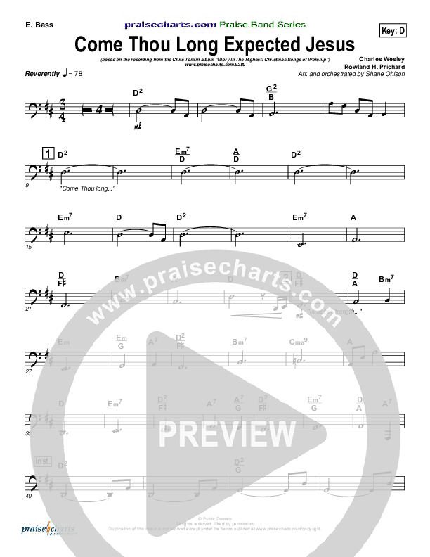 Come Thou Long Expected Jesus Bass Guitar (Chris Tomlin)