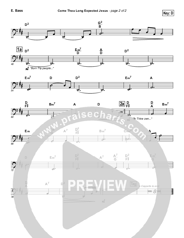 Come Thou Long Expected Jesus Bass Guitar (Chris Tomlin)