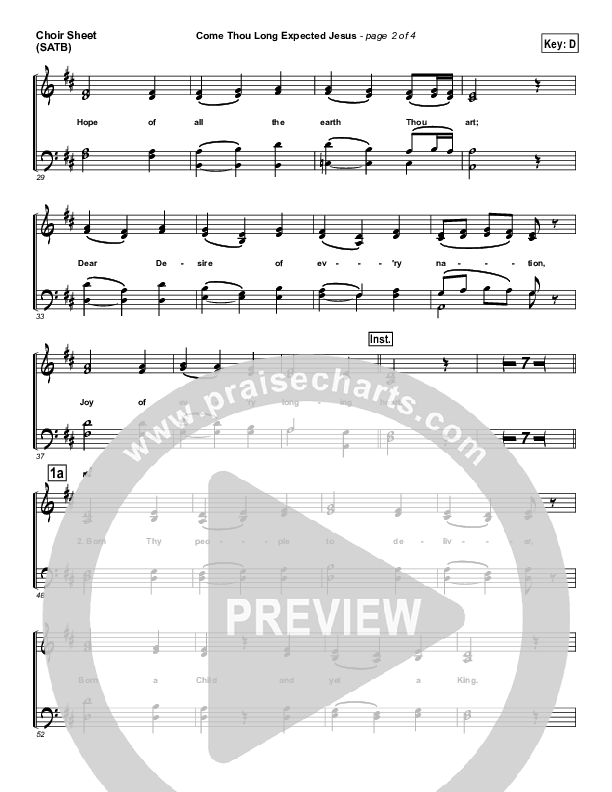 Come Thou Long Expected Jesus Choir Sheet (SATB) (Chris Tomlin)