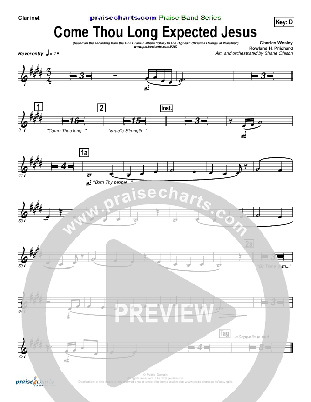 Come Thou Long Expected Jesus Clarinet (Chris Tomlin)