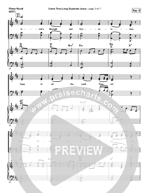 Come Thou Long Expected Jesus Piano/Choir (SATB) (Chris Tomlin)