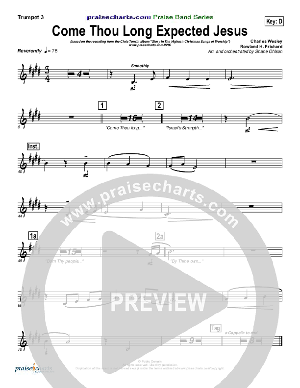 Come Thou Long Expected Jesus Trumpet Sheet Music PDF (Chris Tomlin