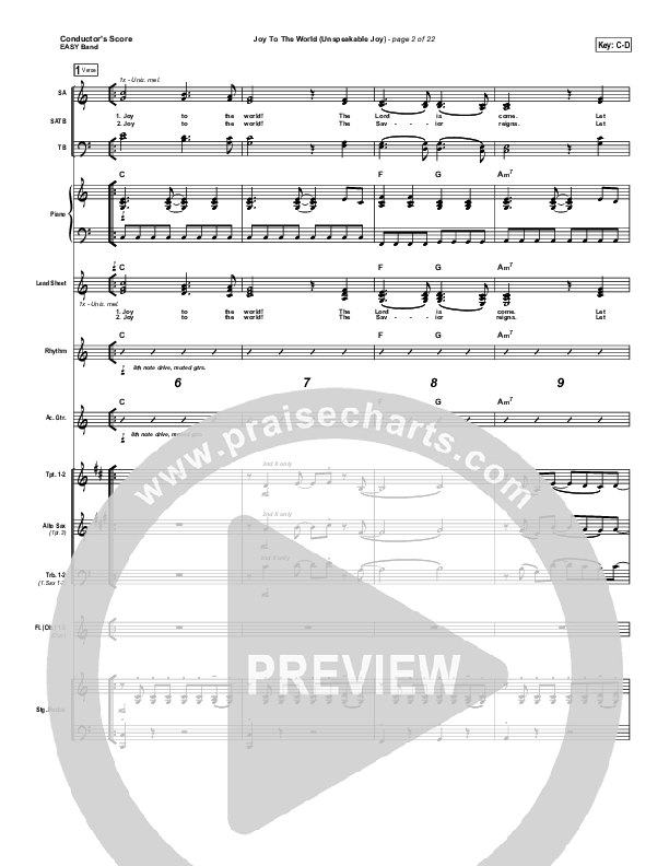 Joy To The World (Unspeakable Joy) Conductor's Score (Chris Tomlin)