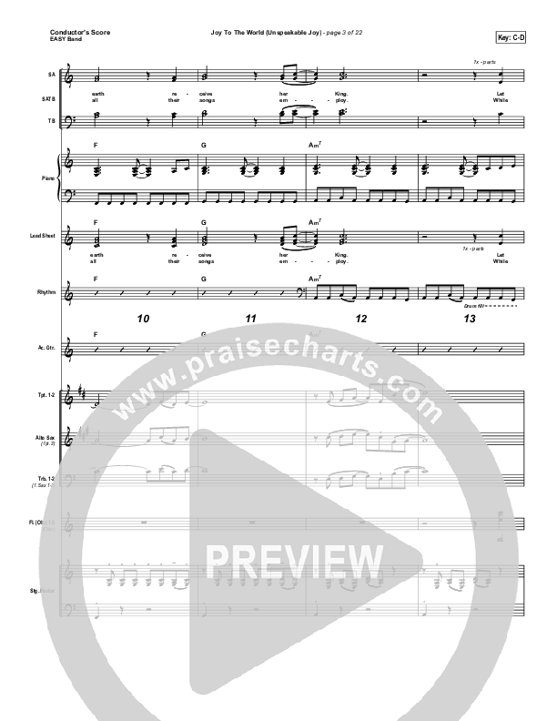 Joy To The World (Unspeakable Joy) Conductor's Score (Chris Tomlin)