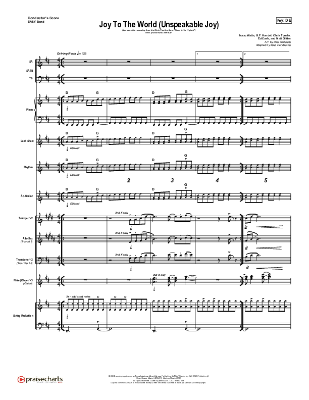Joy To The World (Unspeakable Joy) Conductor's Score (Chris Tomlin)