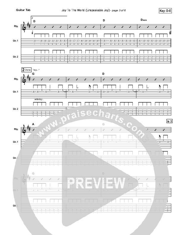 Joy To The World (Unspeakable Joy) Guitar Tab (Chris Tomlin)