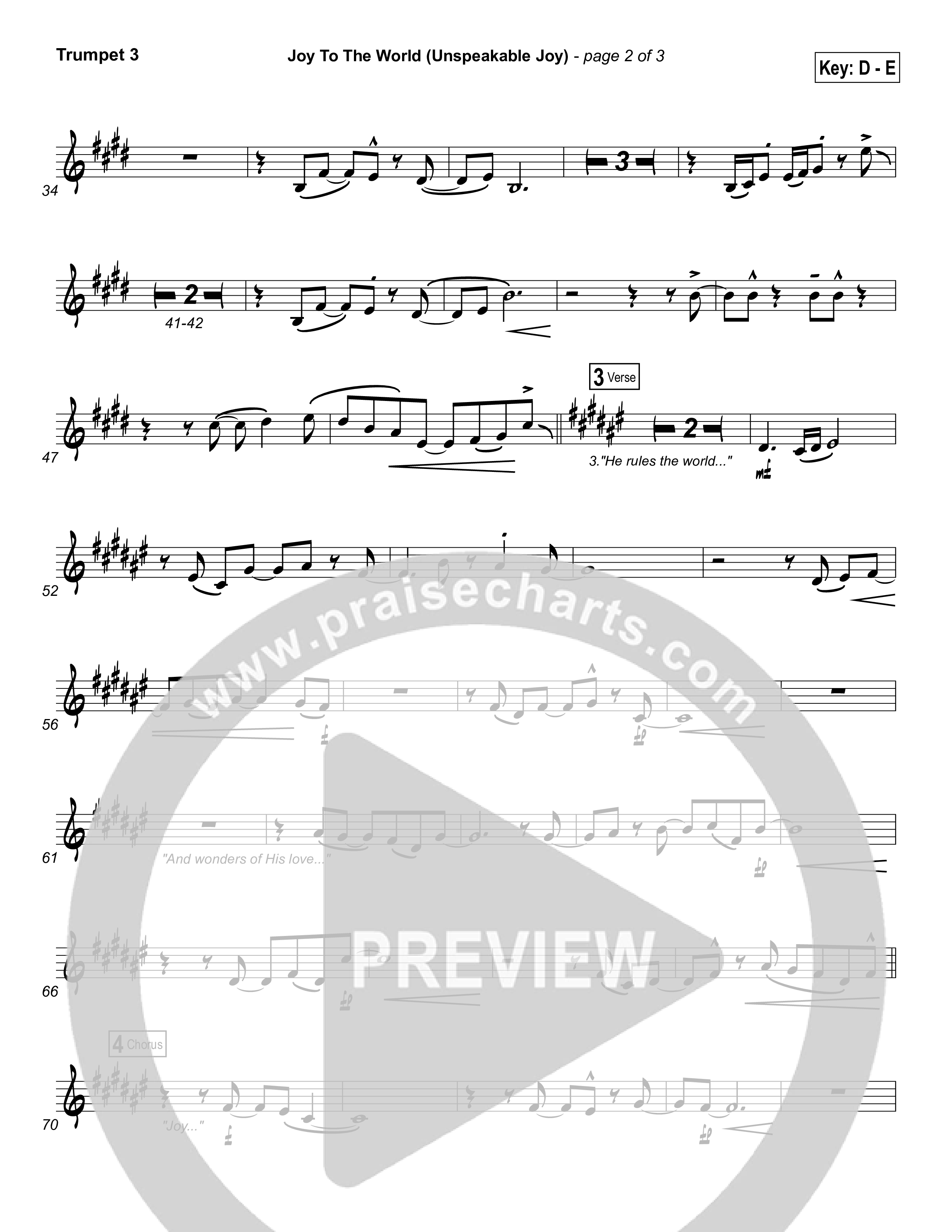 Joy To The World (Unspeakable Joy) Trumpet 3 (Chris Tomlin)