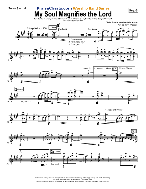 My Soul Magnifies The Lord Tenor Sax 1/2 (Chris Tomlin)