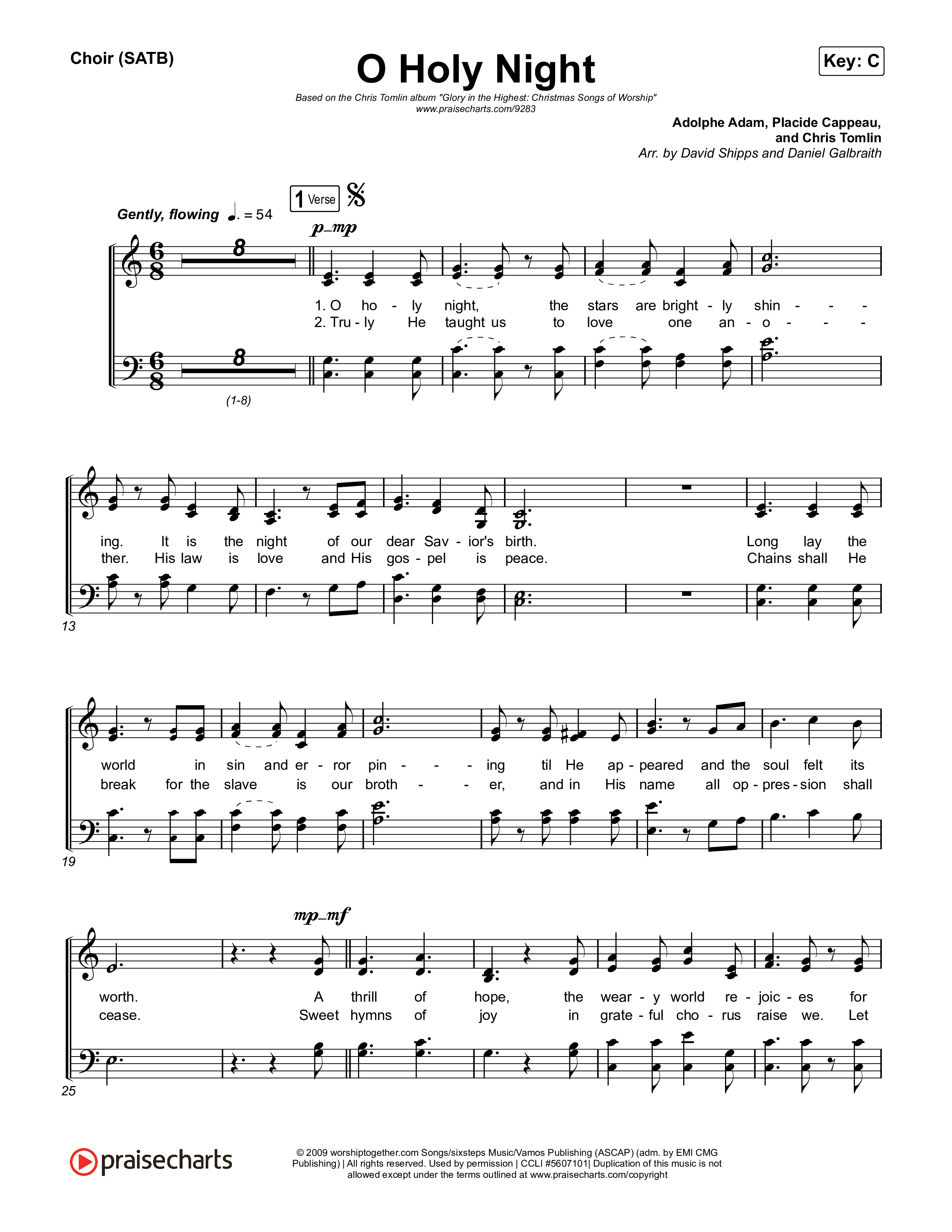O Holy Night Choir Sheet (SATB) (Chris Tomlin)