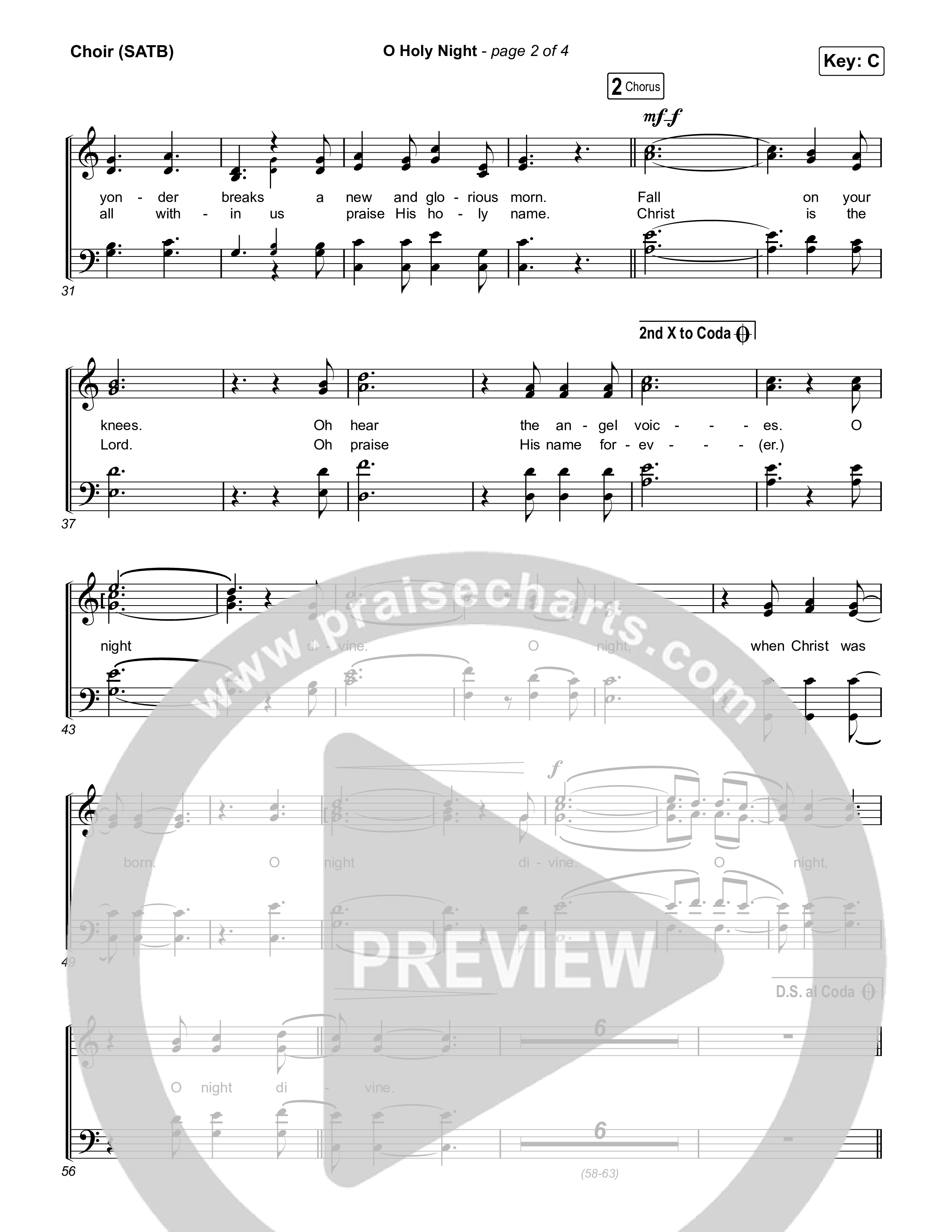 O Holy Night Choir Sheet (SATB) (Chris Tomlin)