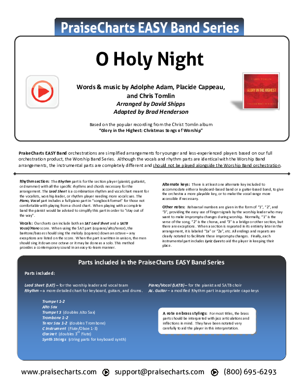 O Holy Night Cover Sheet (Chris Tomlin)