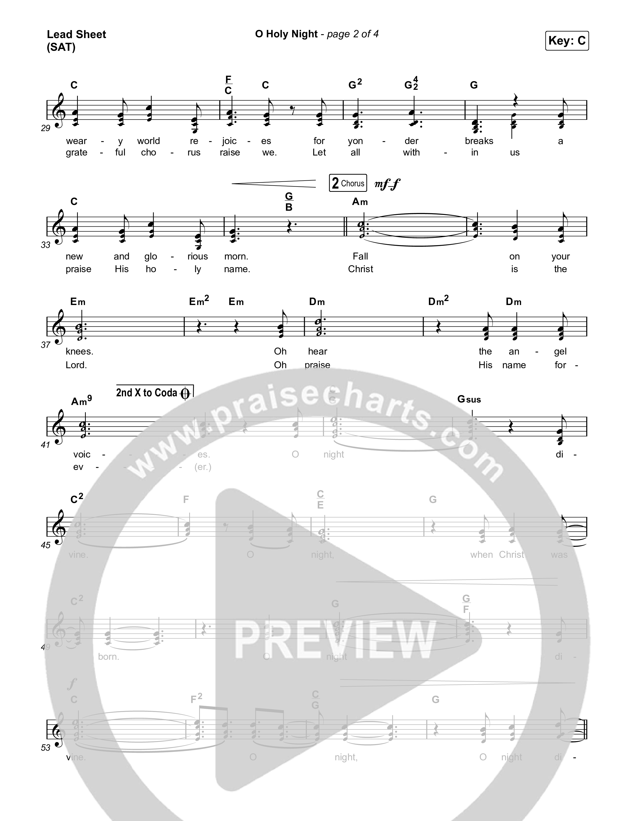 O Holy Night Lead Sheet (SAT) (Chris Tomlin)