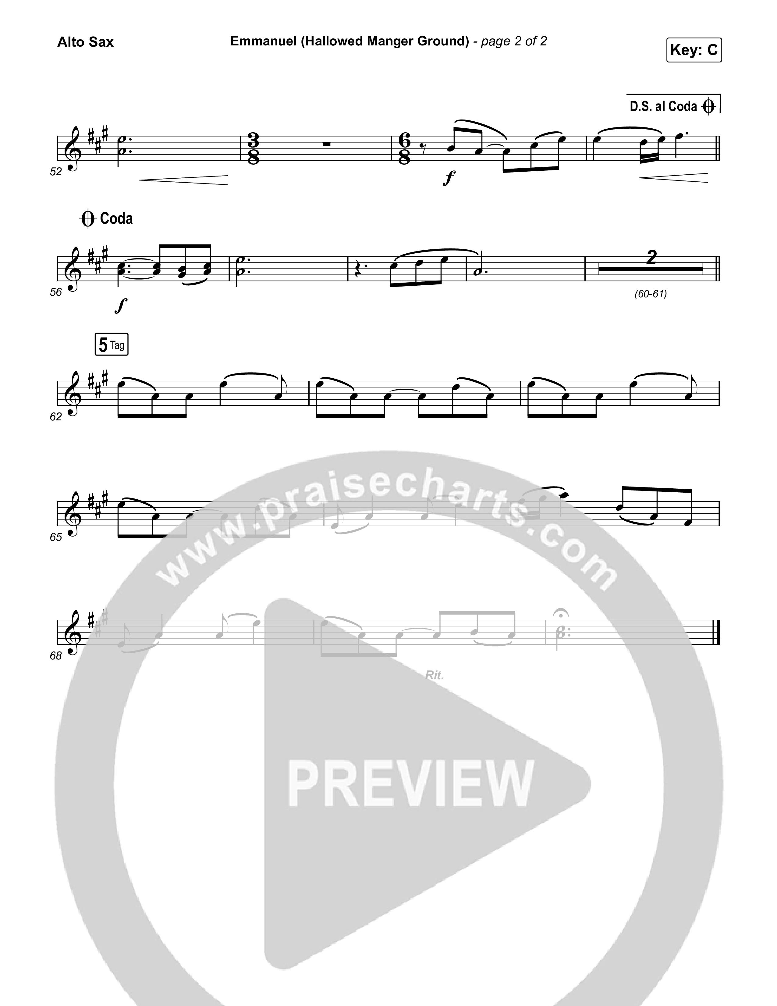 Emmanuel (Hallowed Manger Ground) Alto Sax (Chris Tomlin)