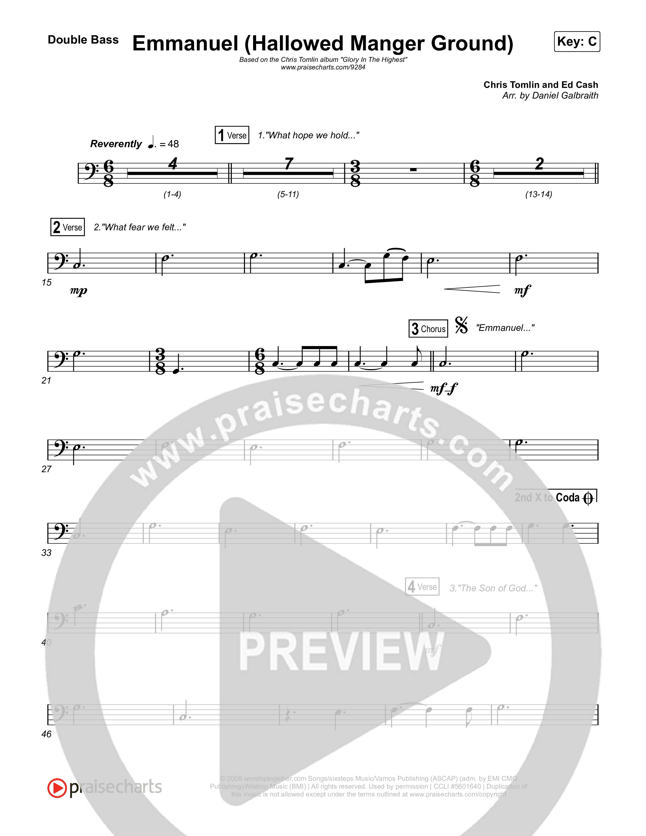 Emmanuel (Hallowed Manger Ground) String Bass (Chris Tomlin)