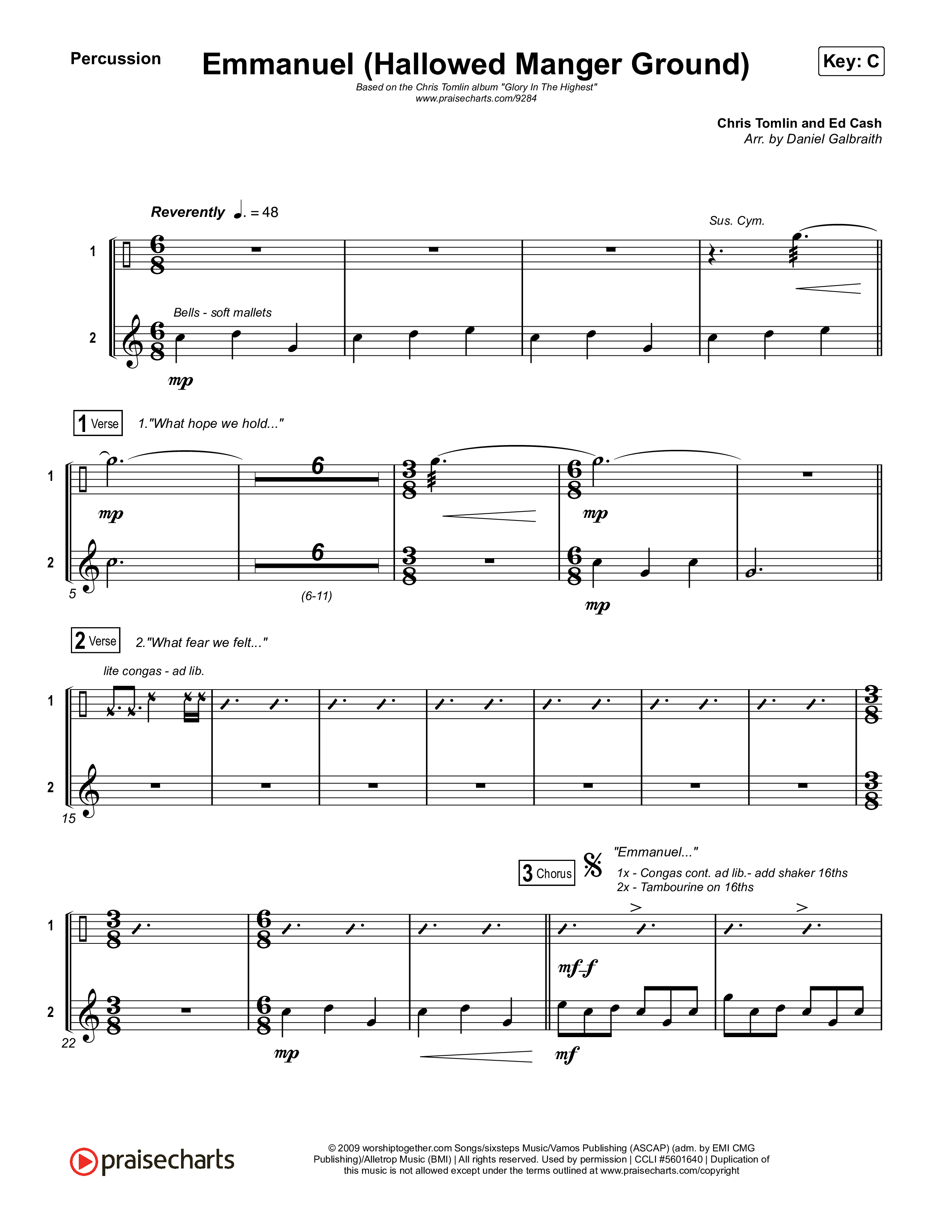 Emmanuel (Hallowed Manger Ground) Percussion (Chris Tomlin)
