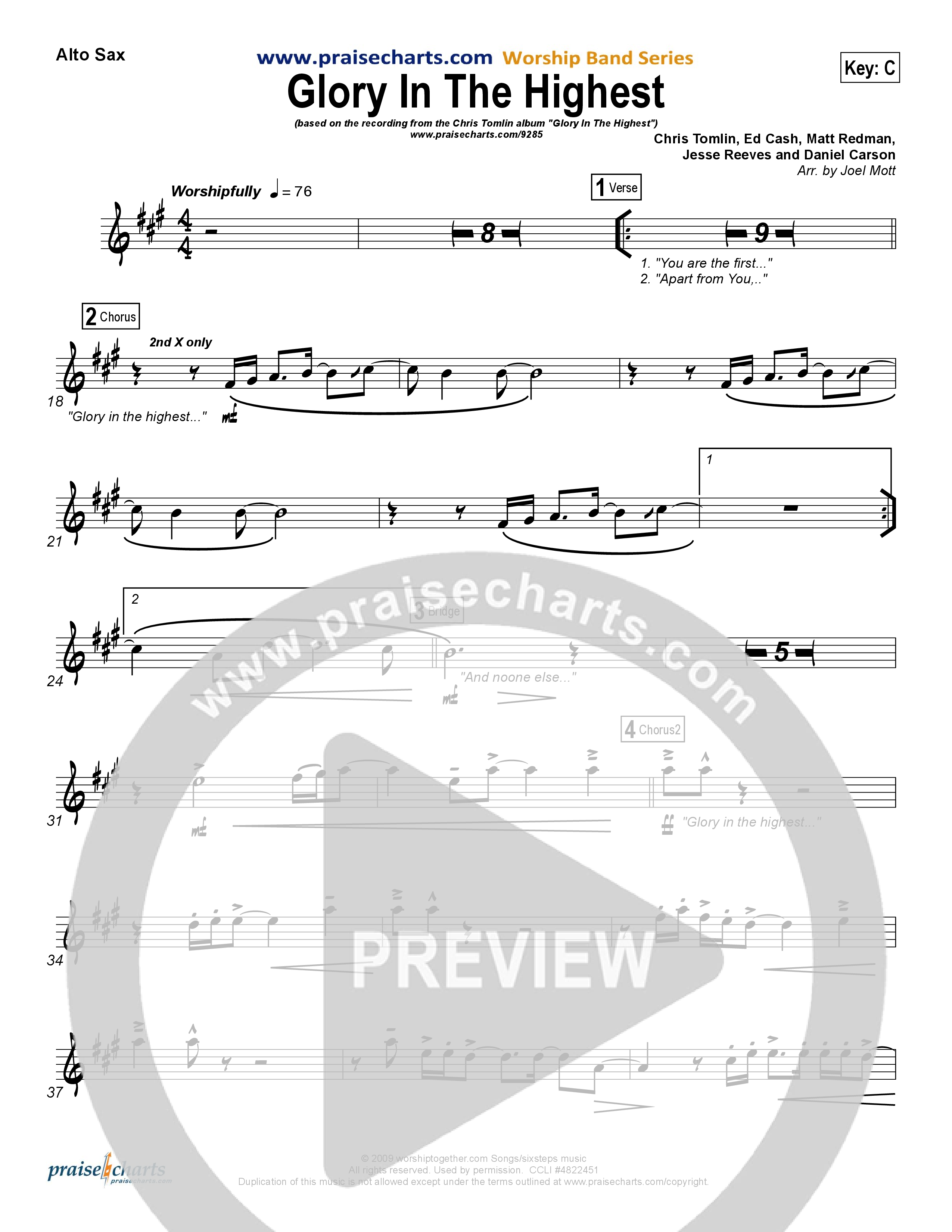 Glory In The Highest Alto Sax (Chris Tomlin)