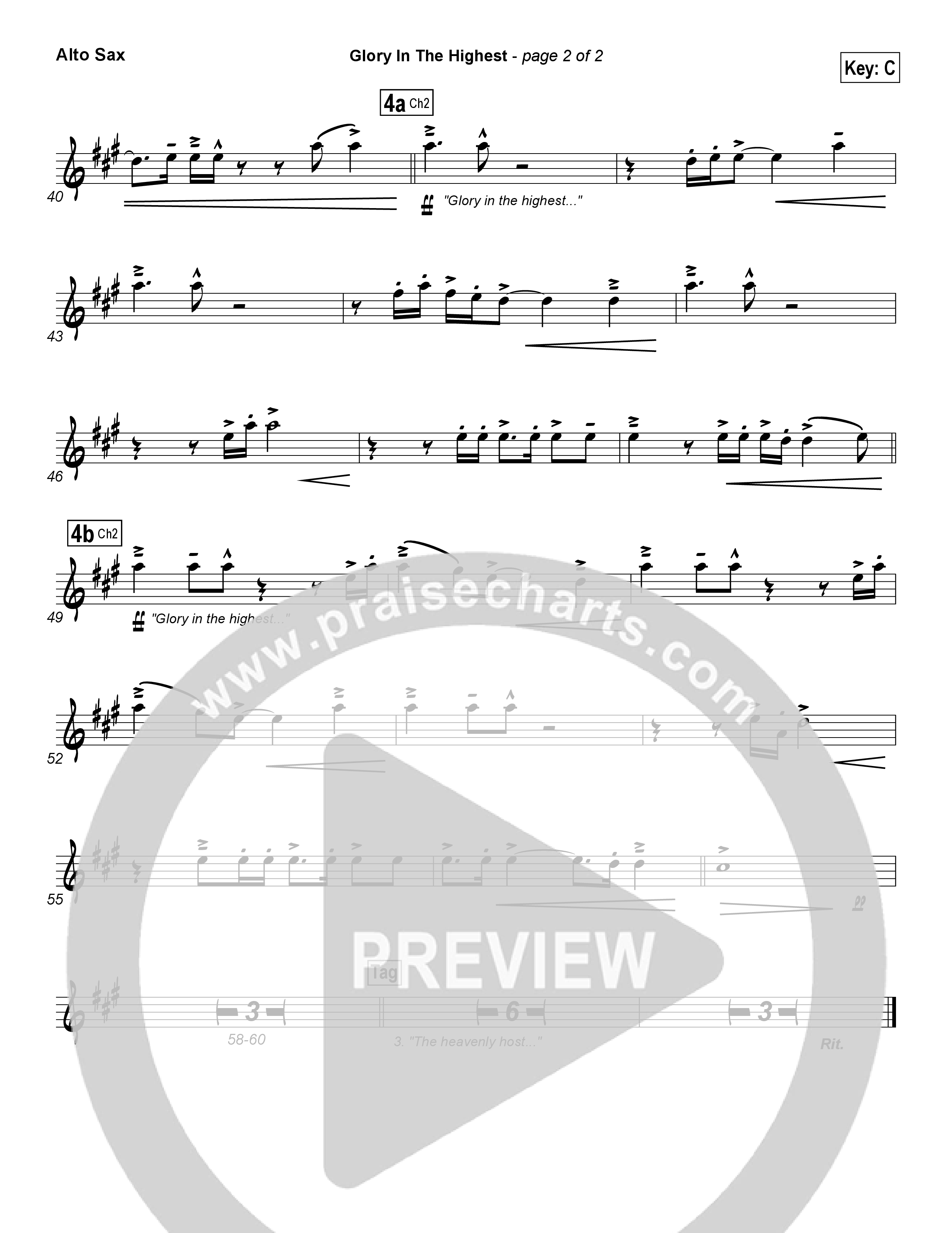 Glory In The Highest Alto Sax (Chris Tomlin)