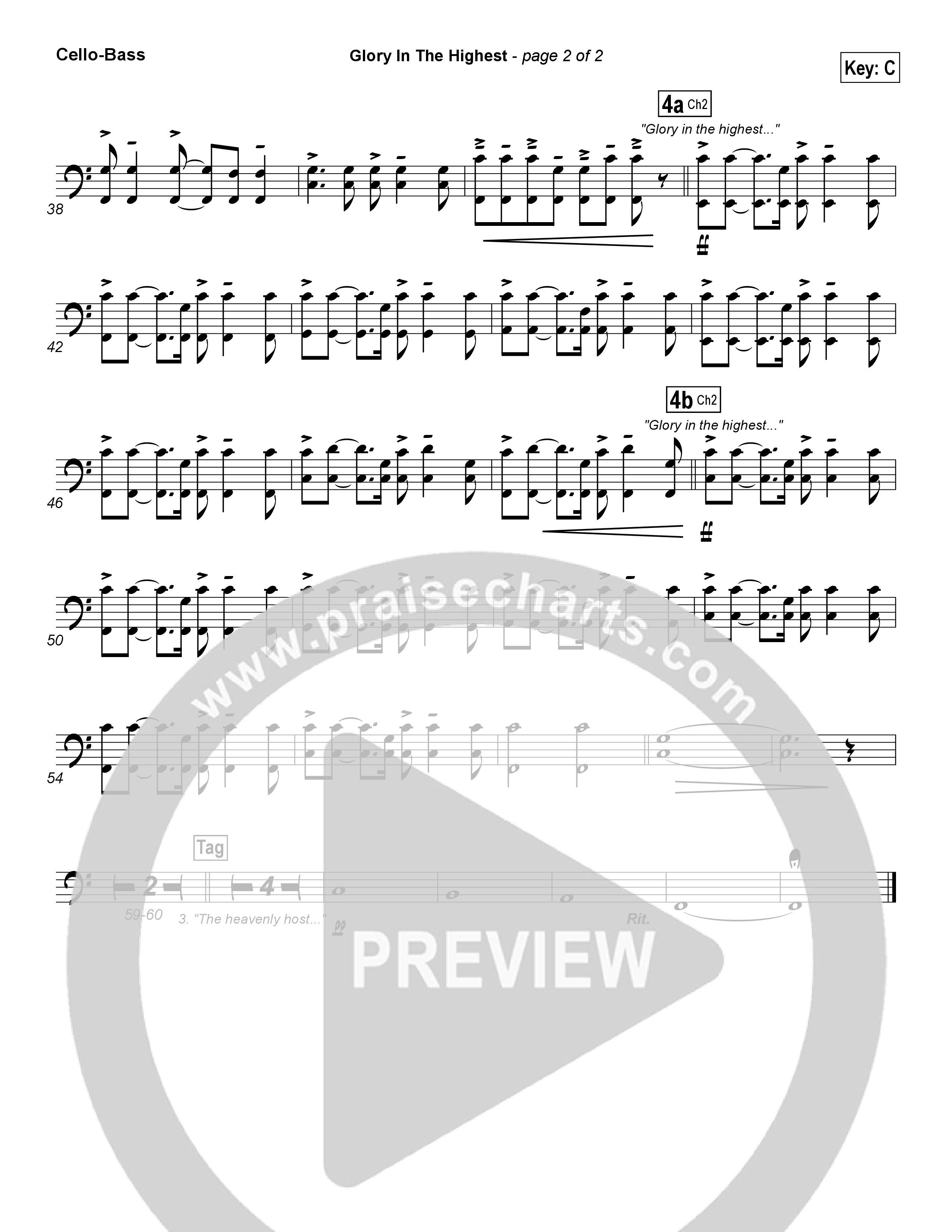 Glory In The Highest Cello/Bass (Chris Tomlin)