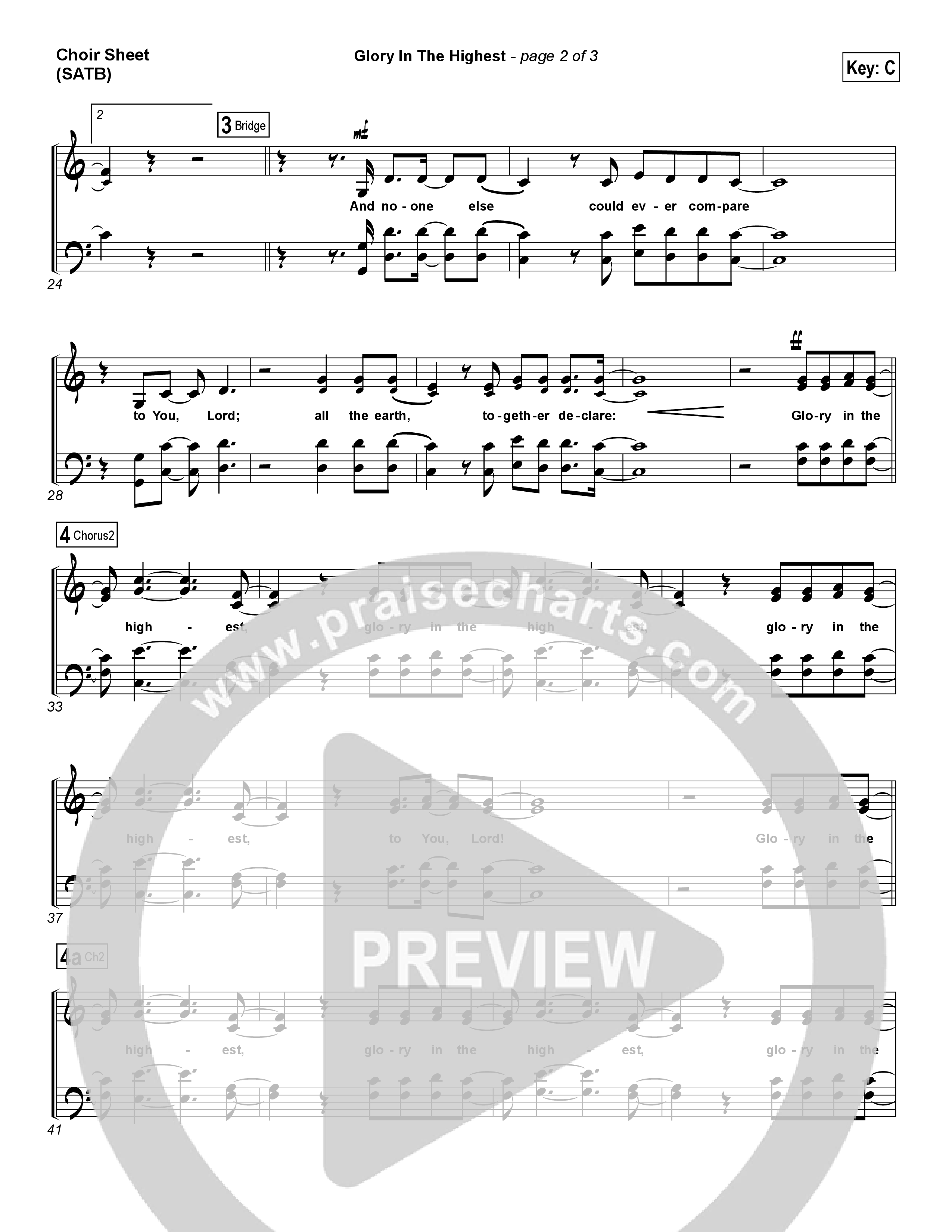 Glory In The Highest Choir Vocals (SATB) (Chris Tomlin)