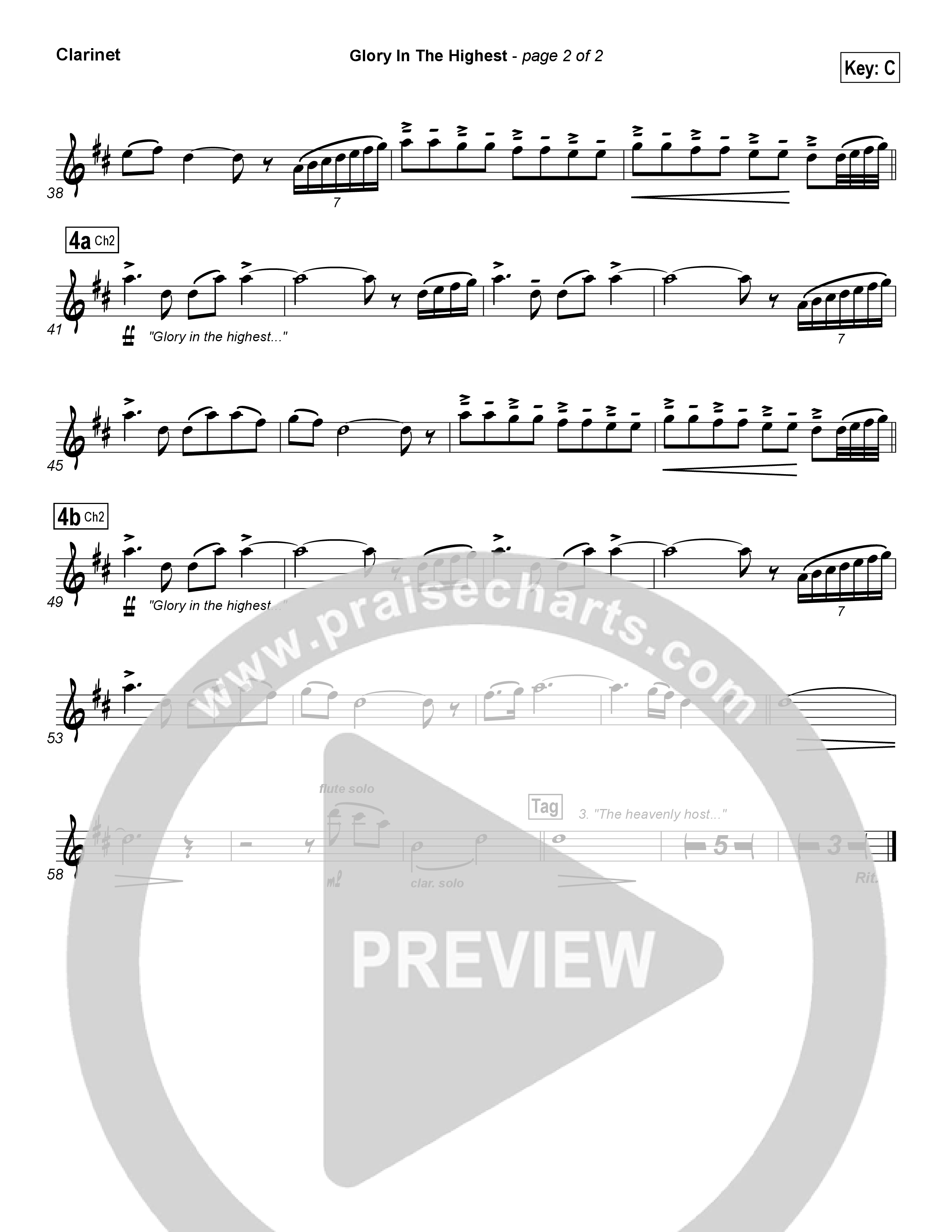 Glory In The Highest Clarinet (Chris Tomlin)