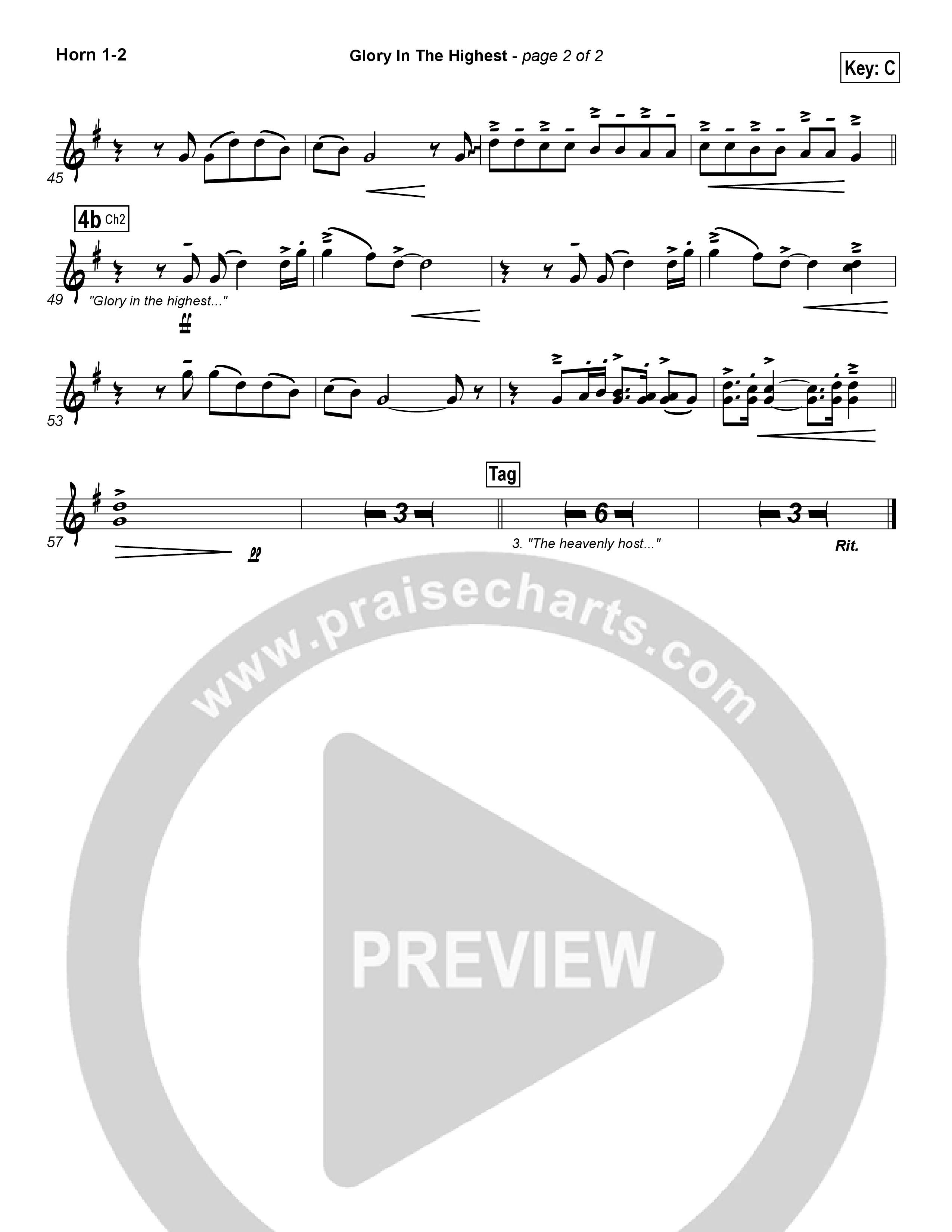 Glory In The Highest French Horn 1/2 (Chris Tomlin)