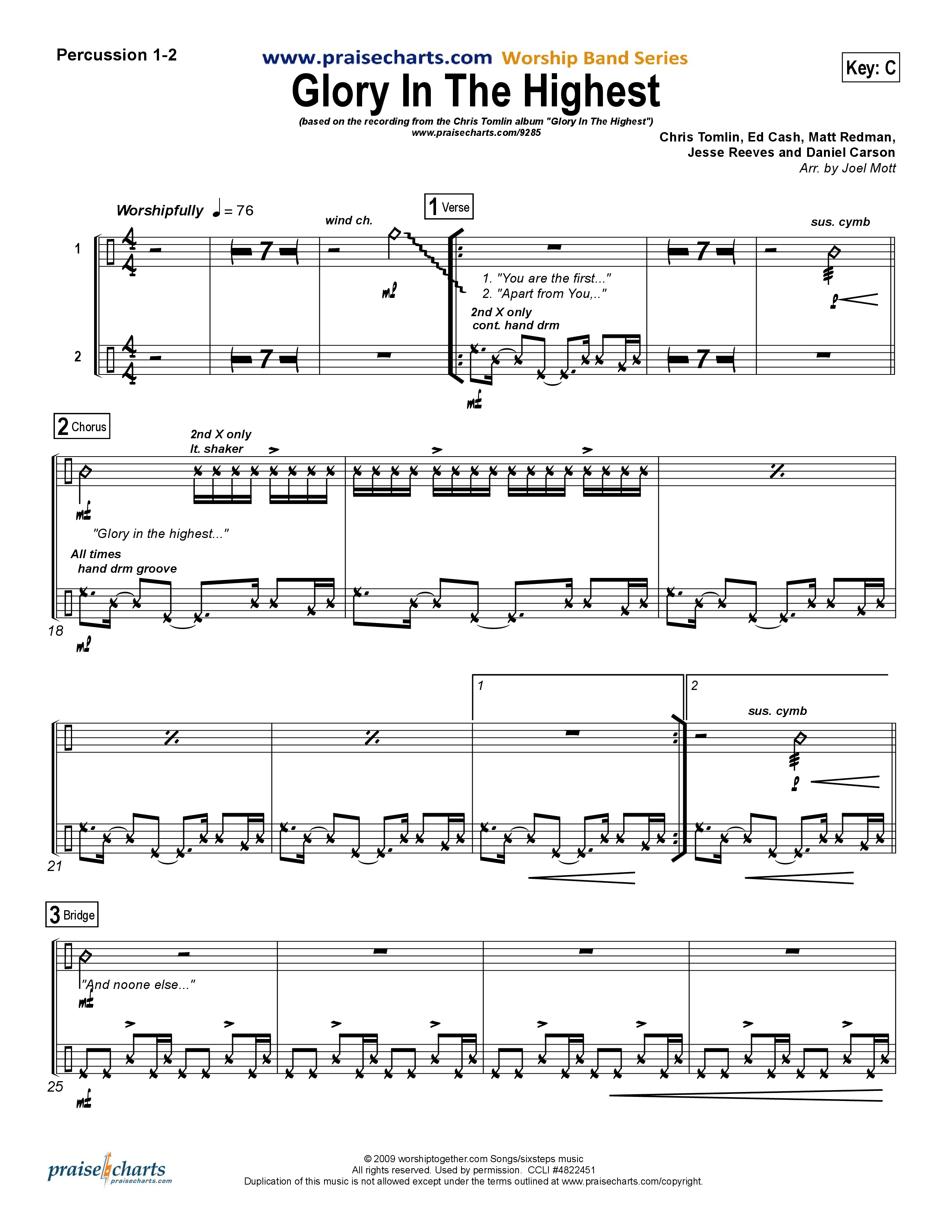 Glory In The Highest Percussion (Chris Tomlin)