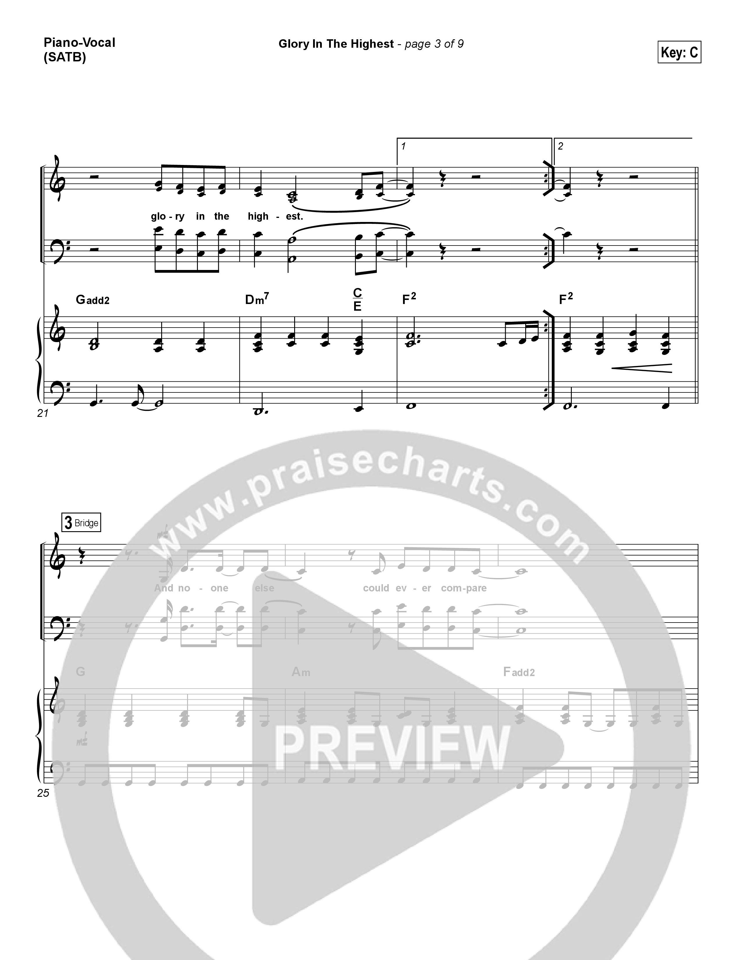 Glory In The Highest Piano/Vocal (SATB) (Chris Tomlin)