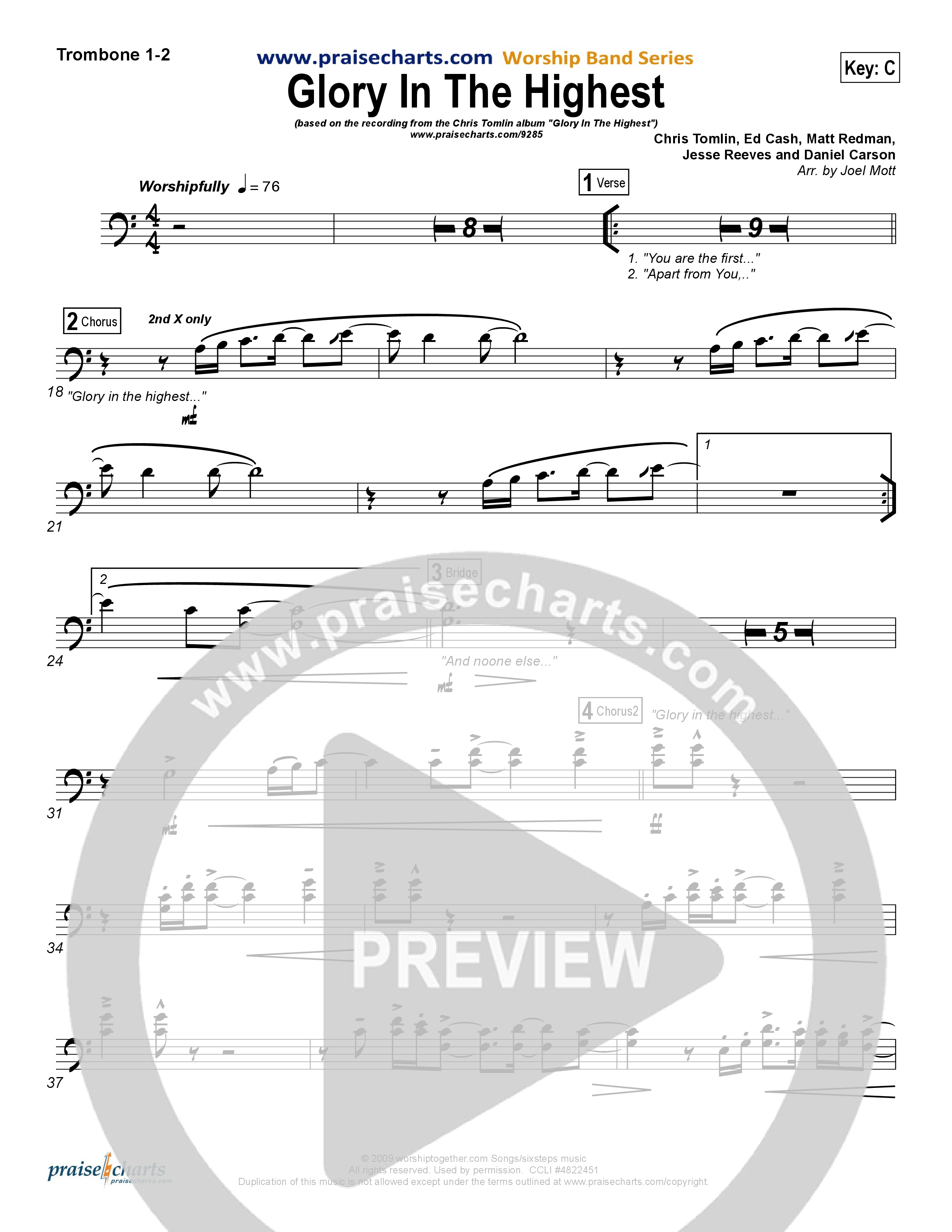 Glory In The Highest Trombone 1/2 (Chris Tomlin)