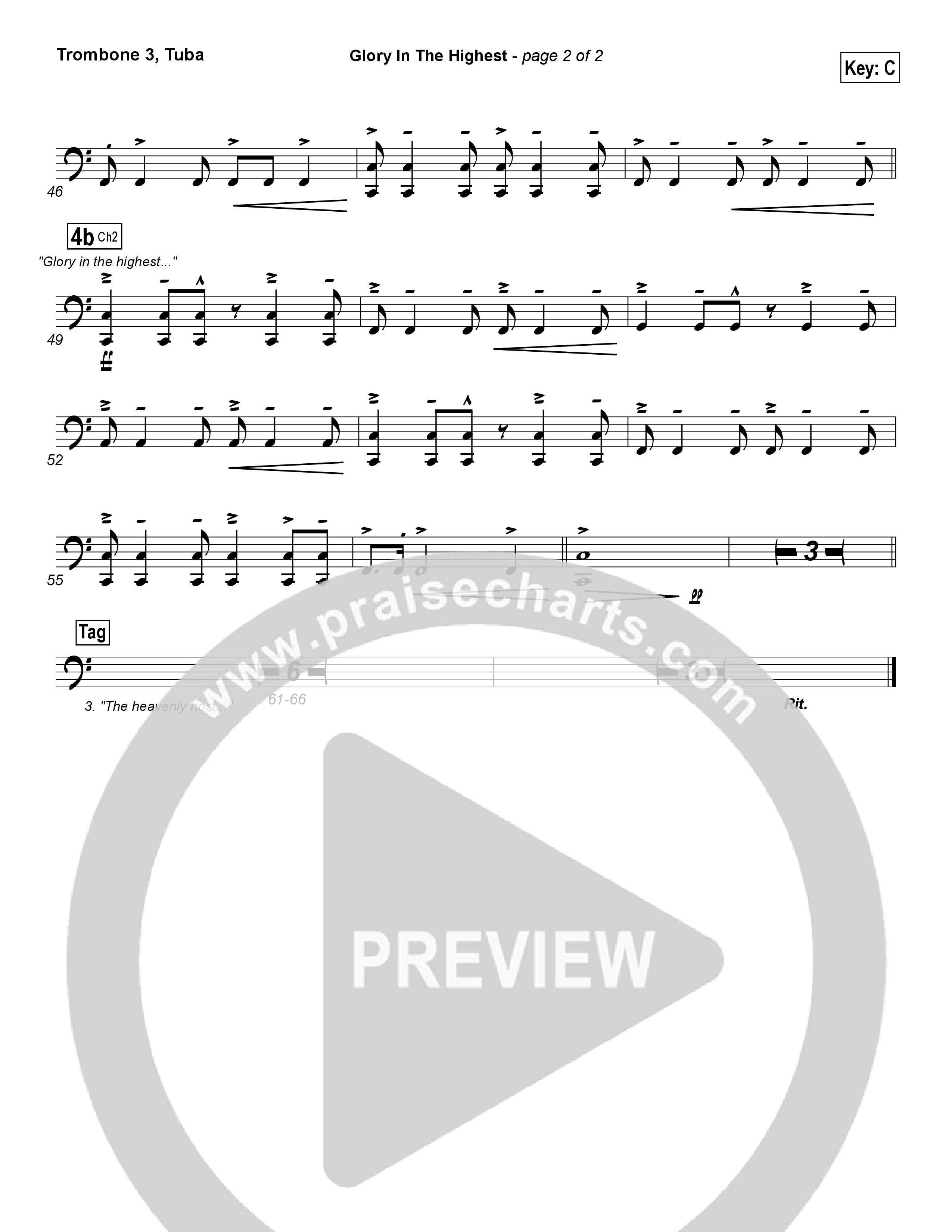 Glory In The Highest Trombone 3/Tuba (Chris Tomlin)