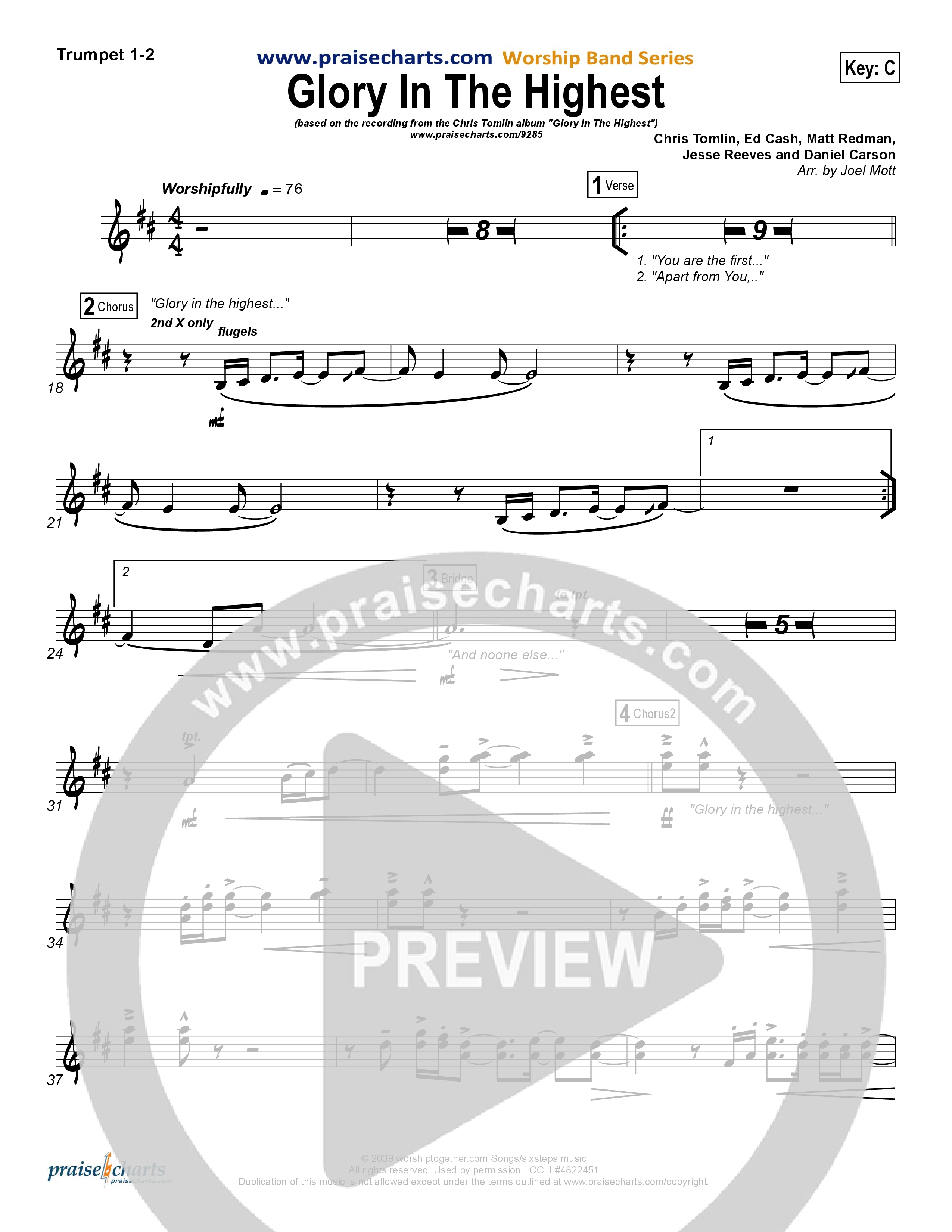 Glory In The Highest Trumpet 1,2 (Chris Tomlin)