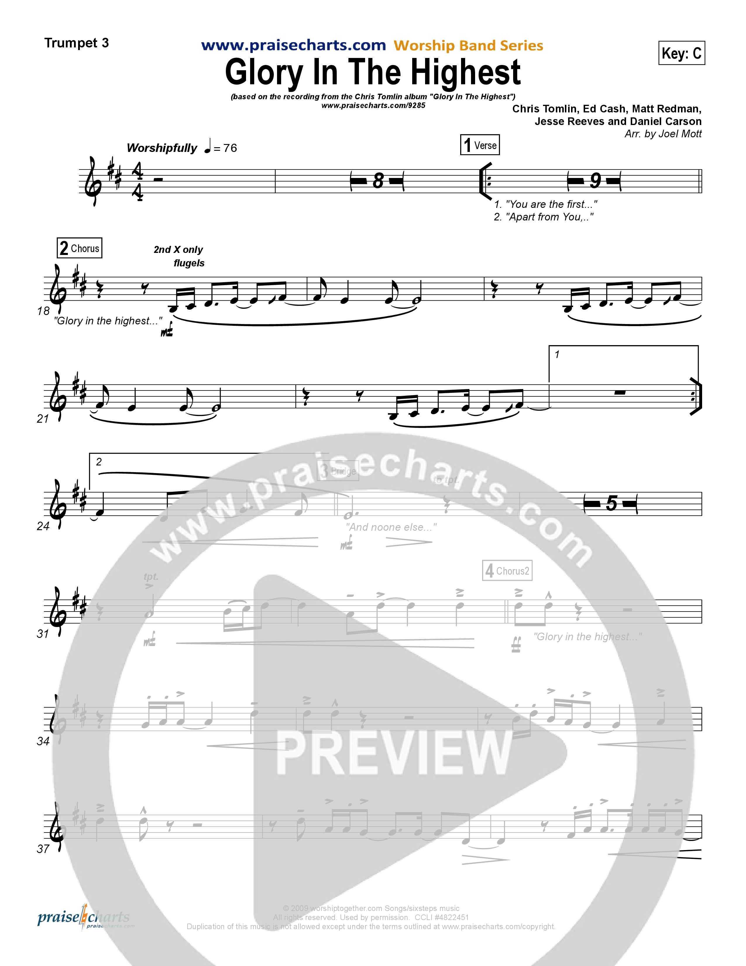 Glory In The Highest Trumpet 3 (Chris Tomlin)