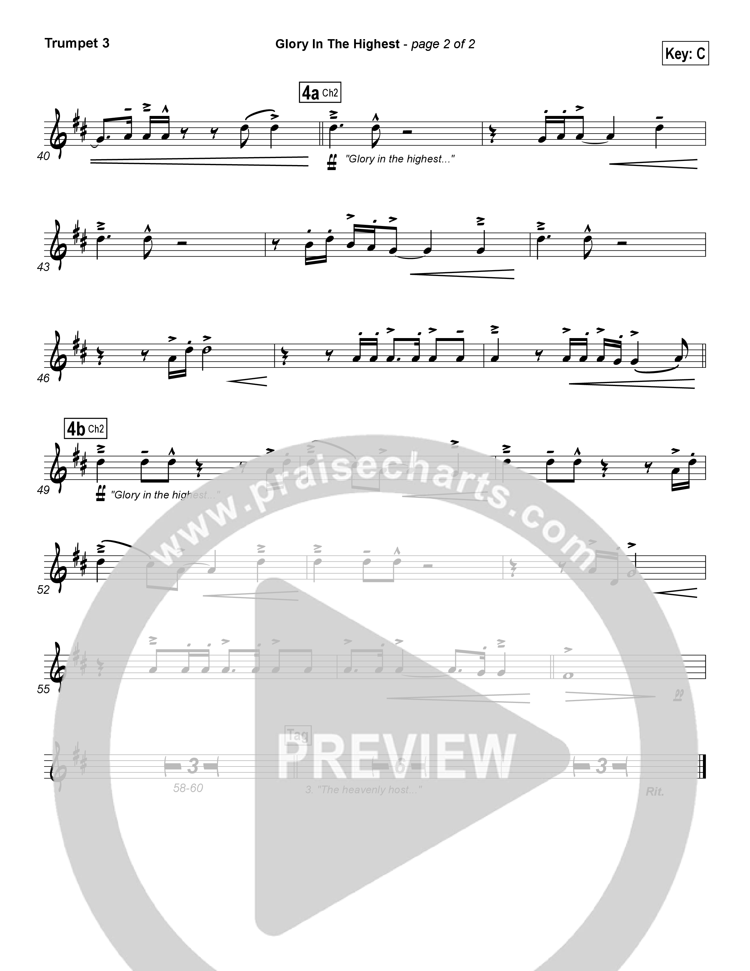 Glory In The Highest Trumpet 3 (Chris Tomlin)