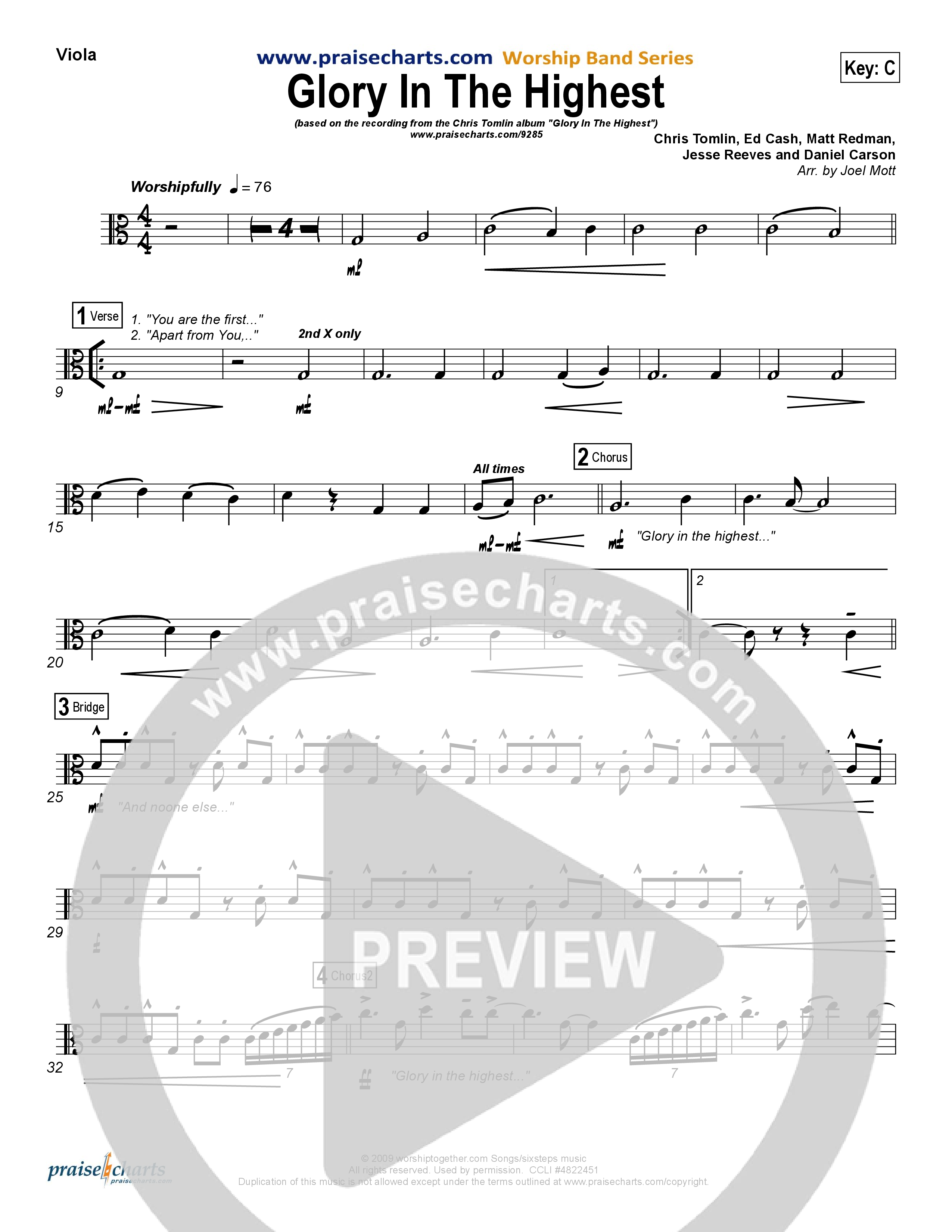 Glory In The Highest Viola (Chris Tomlin)