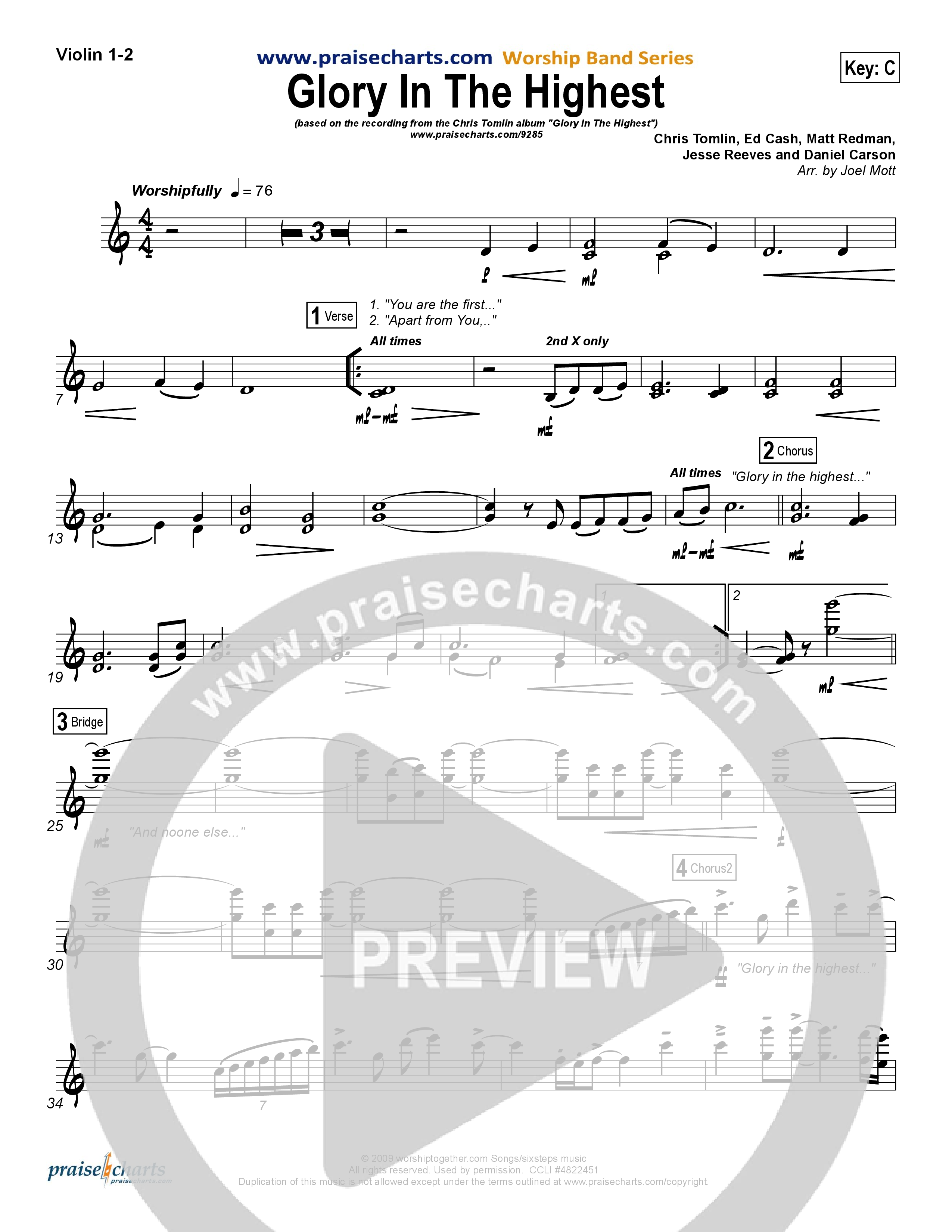 Glory In The Highest Violin 1/2 (Chris Tomlin)