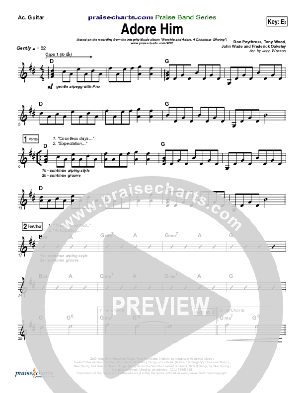 Adore Him Rhythm Chart (Kari Jobe)