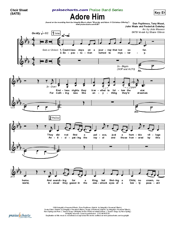 Adore Him Choir Sheet (SATB) (Kari Jobe)