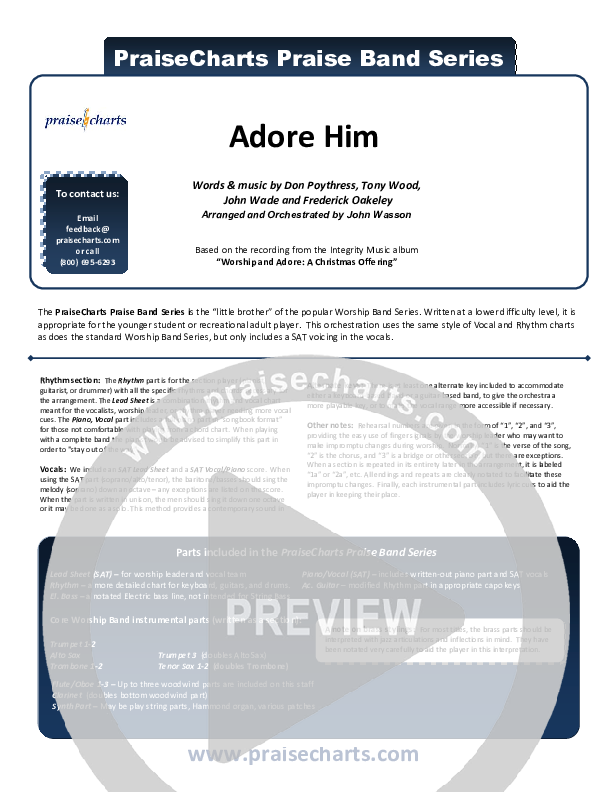 Adore Him Cover Sheet (Kari Jobe)