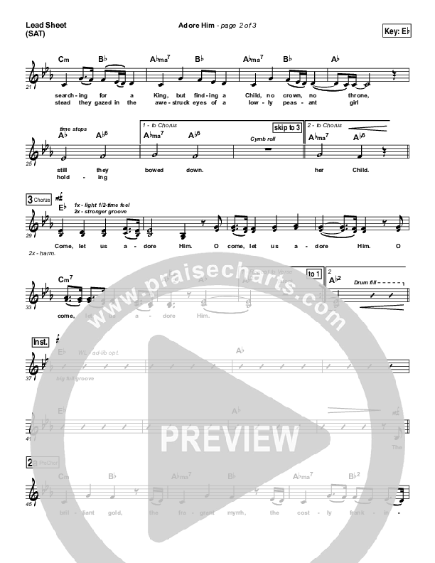 Adore Him Lead Sheet (SAT) (Kari Jobe)