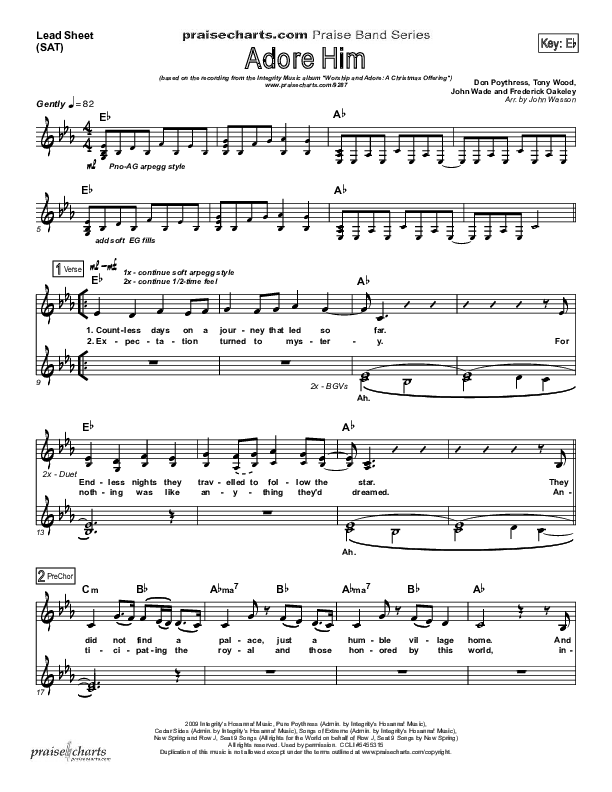 Adore Him Piano/Vocal (SATB) (Kari Jobe)