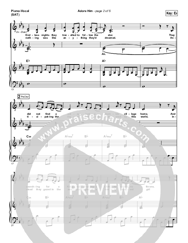 Adore Him Piano/Vocal (SAT) (Kari Jobe)