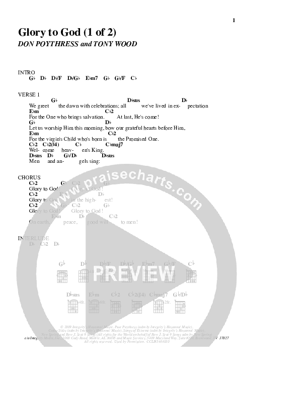 Glory To God Chords & Lyrics (Lincoln Brewster)