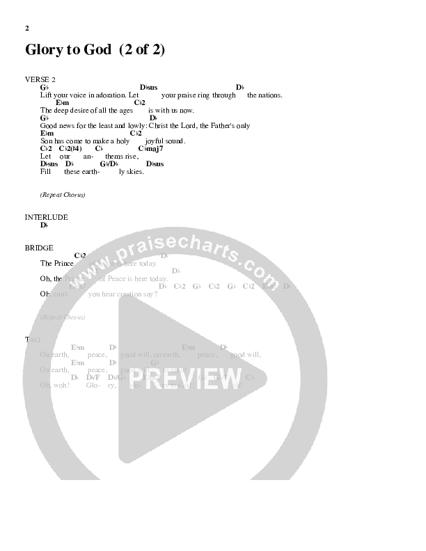 Glory To God Chords & Lyrics (Lincoln Brewster)