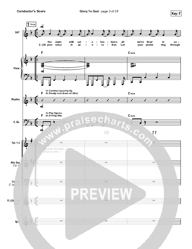 Glory To God Conductor's Score (Lincoln Brewster)