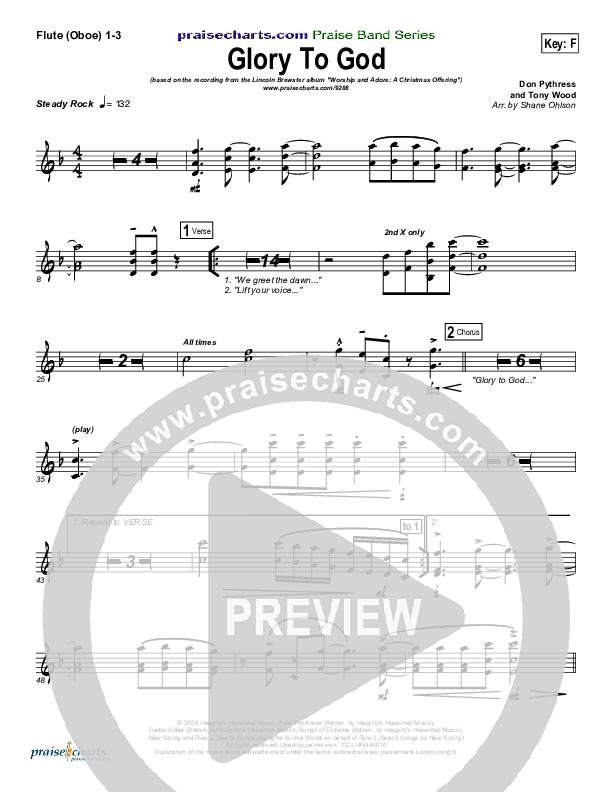 Glory To God Flute/Oboe 1/2/3 (Lincoln Brewster)