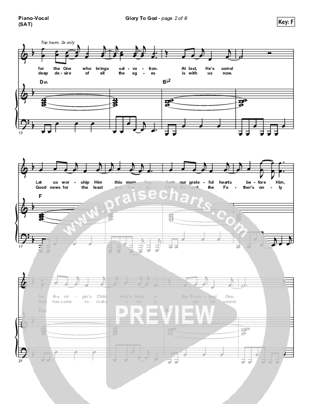 Glory To God Lead & Piano (Lincoln Brewster)