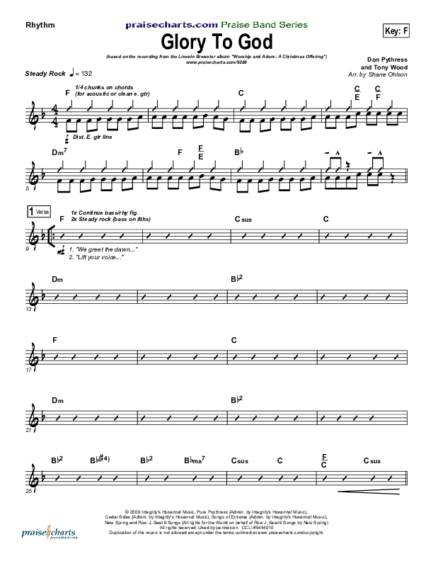 Glory To God Rhythm Chart (Lincoln Brewster)
