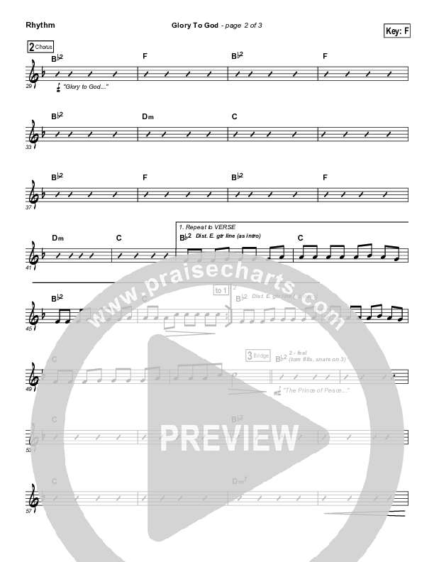 Glory To God Rhythm Chart (Lincoln Brewster)