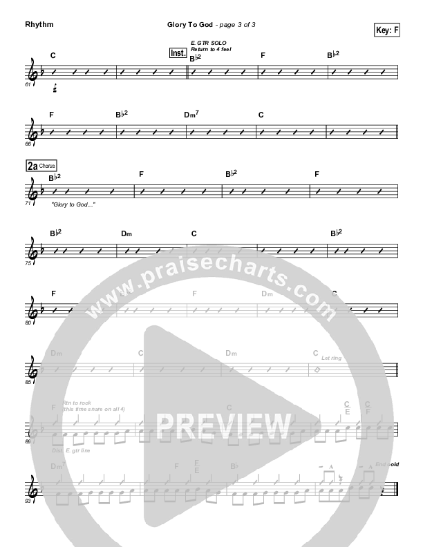 Glory To God Rhythm Chart (Lincoln Brewster)
